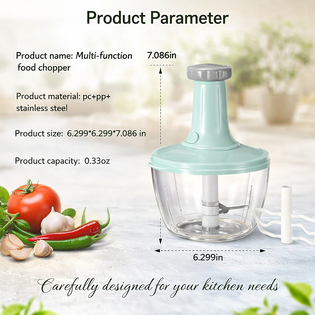 Large Manual Food Chopper for Fruits, Vegetables, Herbs & Onions