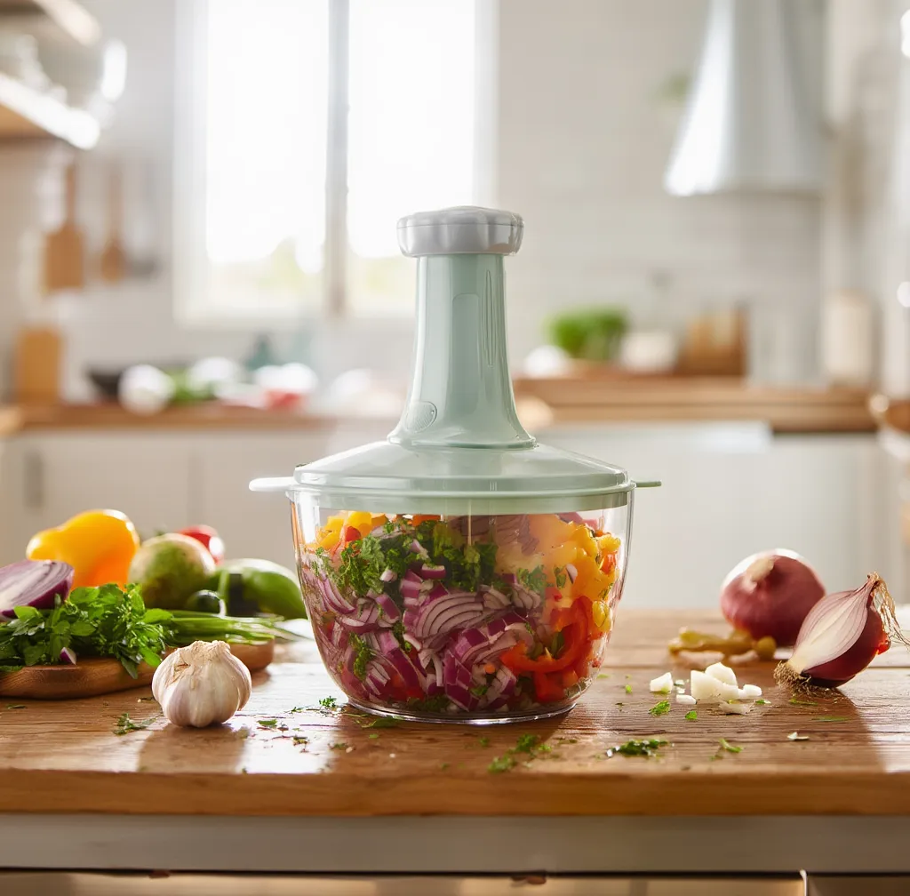 Large Manual Food Chopper for Fruits, Vegetables, Herbs & Onions