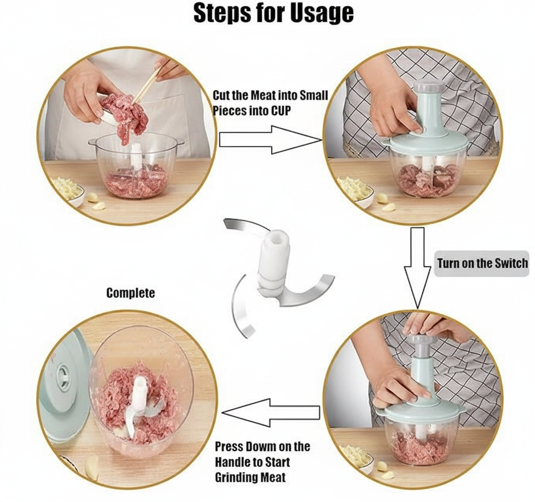 Large Manual Food Chopper for Fruits, Vegetables, Herbs & Onions