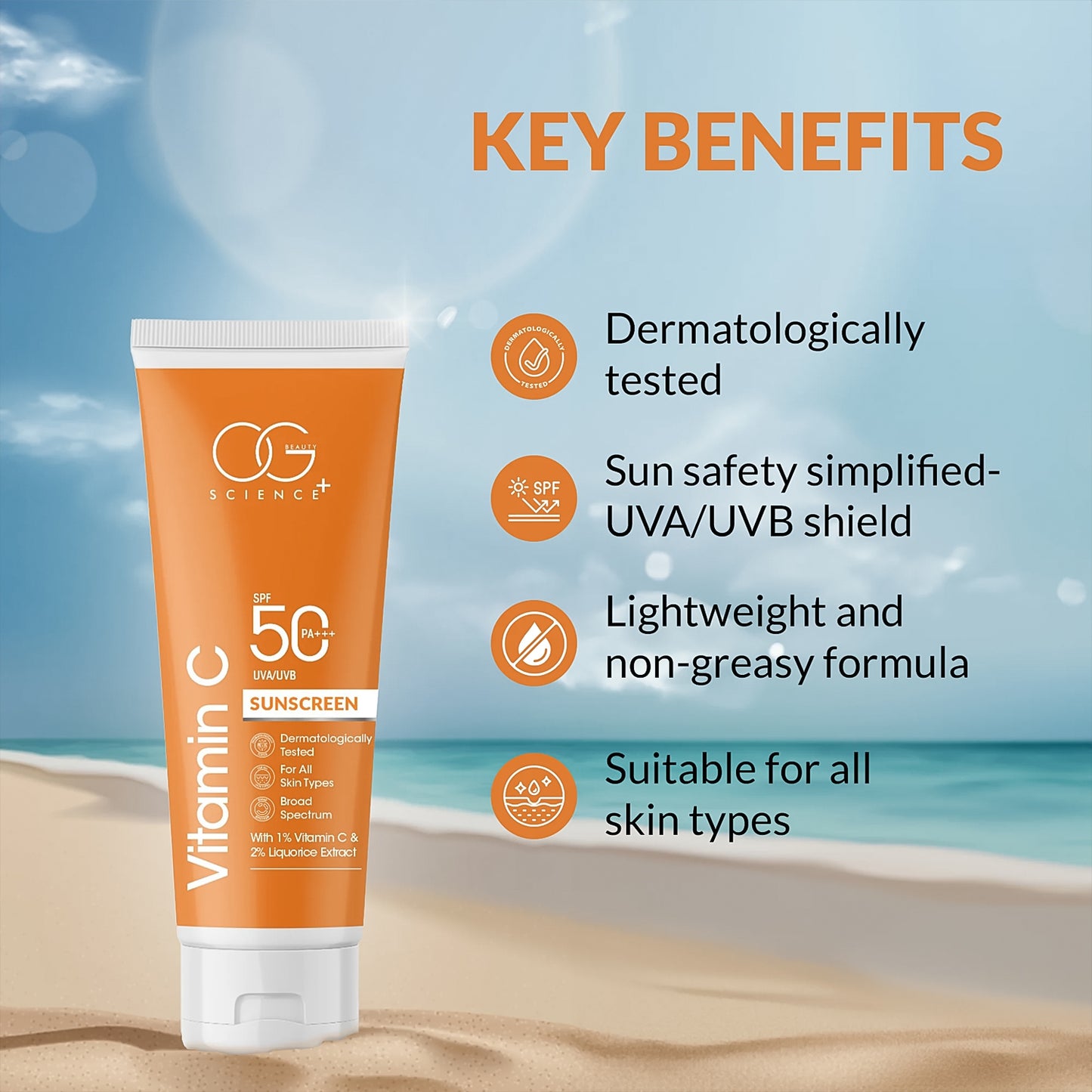Og Beauty Vitamin C Sunscreen Spf 50 Pa+++ - (1 Pc  50ml)