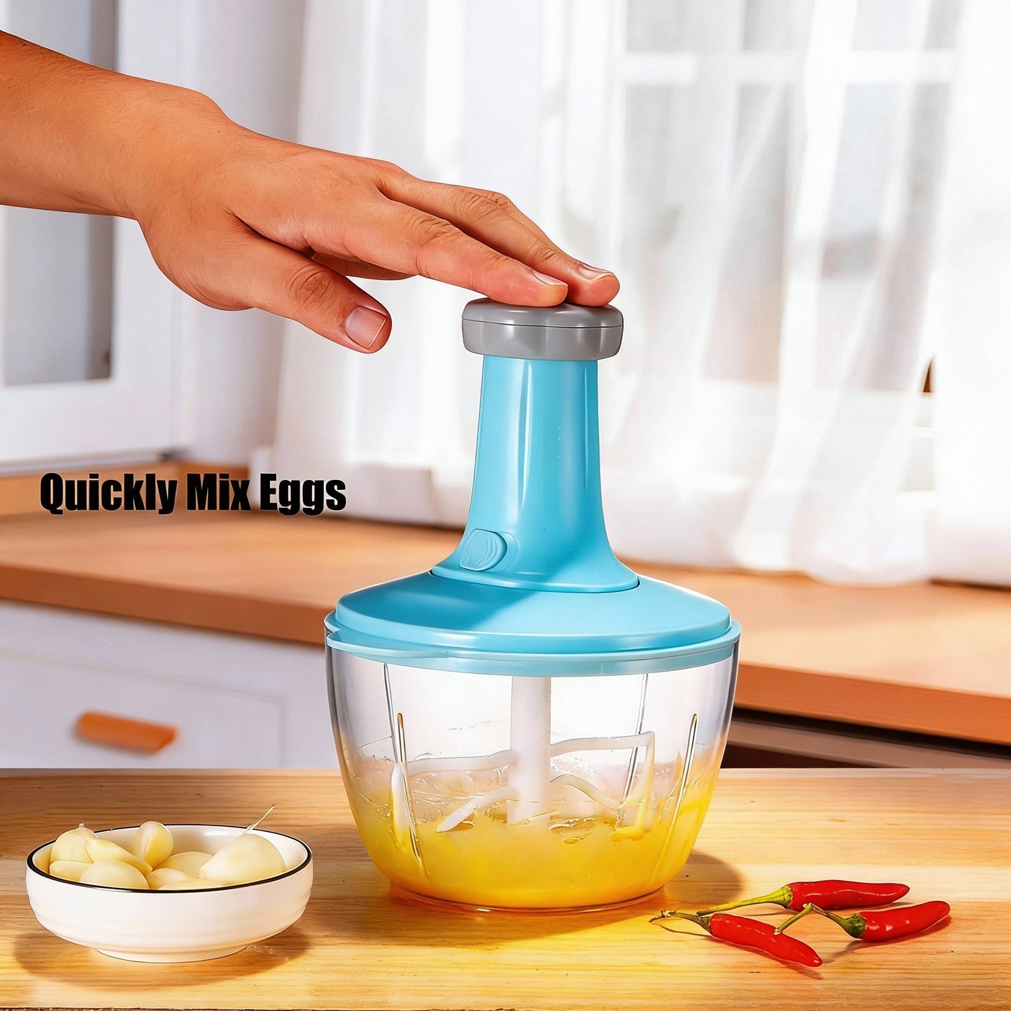 Large Manual Food Chopper for Fruits, Vegetables, Herbs & Onions